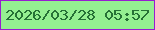 文字の大きさ：3、枠の色：971dd0、背景の色：94ef91、文字の色：257135 無料ブログパーツのブログ時計