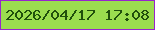 文字の大きさ：5、枠の色：9725cd、背景の色：9bdd4f、文字の色：20500c 無料ブログパーツのブログ時計