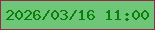 文字の大きさ：3、枠の色：972a4b、背景の色：6ec679、文字の色：0b7f09 無料ブログパーツのブログ時計