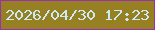 文字の大きさ：4、枠の色：9730b2、背景の色：978021、文字の色：cbeaf5 無料ブログパーツのブログ時計