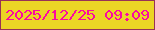 文字の大きさ：3、枠の色：973256、背景の色：ebd525、文字の色：fb09a0 無料ブログパーツのブログ時計