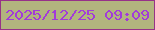 文字の大きさ：1、枠の色：973288、背景の色：b2b57e、文字の色：a23bd9 無料ブログパーツのブログ時計