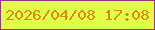文字の大きさ：1、枠の色：973681、背景の色：e1fd46、文字の色：da891d 無料ブログパーツのブログ時計