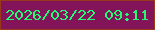 文字の大きさ：2、枠の色：973a1b、背景の色：831459、文字の色：23fb75 無料ブログパーツのブログ時計