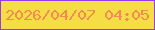 文字の大きさ：4、枠の色：973bec、背景の色：f4dd45、文字の色：f38a56 無料ブログパーツのブログ時計