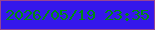 文字の大きさ：5、枠の色：974493、背景の色：3517eb、文字の色：008b11 無料ブログパーツのブログ時計