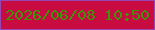 文字の大きさ：3、枠の色：9746b4、背景の色：c80c41、文字の色：3e9306 無料ブログパーツのブログ時計