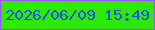 文字の大きさ：5、枠の色：9758f9、背景の色：2de903、文字の色：1e51e5 無料ブログパーツのブログ時計