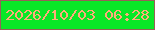 文字の大きさ：5、枠の色：976058、背景の色：09e827、文字の色：ffac7a 無料ブログパーツのブログ時計