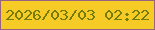 文字の大きさ：3、枠の色：976380、背景の色：f7cb25、文字の色：757c0a 無料ブログパーツのブログ時計