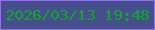 文字の大きさ：3、枠の色：976cf4、背景の色：464e8c、文字の色：0baa2c 無料ブログパーツのブログ時計