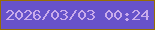 文字の大きさ：3、枠の色：976e02、背景の色：6752ca、文字の色：c9abeb 無料ブログパーツのブログ時計