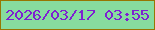 文字の大きさ：2、枠の色：977602、背景の色：87dc9f、文字の色：7e1fd1 無料ブログパーツのブログ時計