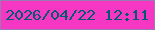 文字の大きさ：5、枠の色：977aaf、背景の色：f537c4、文字の色：025a6e 無料ブログパーツのブログ時計
