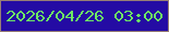 文字の大きさ：3、枠の色：977e75、背景の色：240ba4、文字の色：6de964 無料ブログパーツのブログ時計