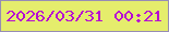 文字の大きさ：2、枠の色：978cb5、背景の色：e5ed6c、文字の色：b70bd3 無料ブログパーツのブログ時計