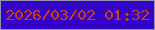 文字の大きさ：1、枠の色：9790b0、背景の色：3204c8、文字の色：d3391b 無料ブログパーツのブログ時計
