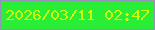 文字の大きさ：5、枠の色：9791b9、背景の色：29ee35、文字の色：cdfd0d 無料ブログパーツのブログ時計