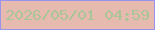 文字の大きさ：5、枠の色：9793ee、背景の色：e7bab0、文字の色：a9c497 無料ブログパーツのブログ時計