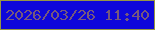 文字の大きさ：1、枠の色：979643、背景の色：0e06da、文字の色：76587c 無料ブログパーツのブログ時計