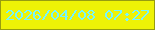 文字の大きさ：4、枠の色：979c10、背景の色：eef206、文字の色：77f5fd 無料ブログパーツのブログ時計