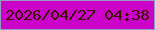 文字の大きさ：1、枠の色：979cc4、背景の色：cb02c8、文字の色：391200 無料ブログパーツのブログ時計