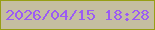 文字の大きさ：1、枠の色：979e15、背景の色：c5bea1、文字の色：9b5bf4 無料ブログパーツのブログ時計
