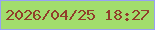 文字の大きさ：1、枠の色：97a1f4、背景の色：a2dd6d、文字の色：913e2b 無料ブログパーツのブログ時計