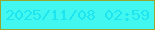 文字の大きさ：4、枠の色：97a630、背景の色：41f7ef、文字の色：1de5f0 無料ブログパーツのブログ時計