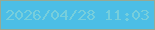 文字の大きさ：3、枠の色：97a994、背景の色：4cbee6、文字の色：76cedc 無料ブログパーツのブログ時計