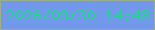 文字の大きさ：4、枠の色：97af8c、背景の色：7198ea、文字の色：22d591 無料ブログパーツのブログ時計