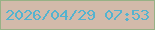 文字の大きさ：5、枠の色：97b185、背景の色：d2baaa、文字の色：54b3cf 無料ブログパーツのブログ時計
