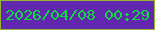 文字の大きさ：3、枠の色：97b233、背景の色：6128af、文字の色：11d742 無料ブログパーツのブログ時計