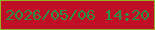 文字の大きさ：4、枠の色：97b427、背景の色：be0f27、文字の色：2f8f41 無料ブログパーツのブログ時計