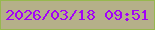 文字の大きさ：2、枠の色：97b84e、背景の色：b5b089、文字の色：a302f6 無料ブログパーツのブログ時計