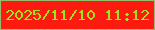 文字の大きさ：1、枠の色：97bc6d、背景の色：fe1a0e、文字の色：9ae81a 無料ブログパーツのブログ時計
