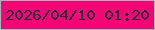 文字の大きさ：3、枠の色：97bdbb、背景の色：f60475、文字の色：262639 無料ブログパーツのブログ時計