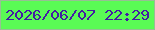 文字の大きさ：3、枠の色：97bf94、背景の色：5afb55、文字の色：431ea3 無料ブログパーツのブログ時計