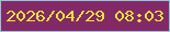 文字の大きさ：5、枠の色：97c4d3、背景の色：842967、文字の色：e8e738 無料ブログパーツのブログ時計