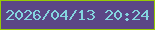 文字の大きさ：1、枠の色：97ca04、背景の色：5b4686、文字の色：84d4df 無料ブログパーツのブログ時計