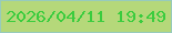 文字の大きさ：1、枠の色：97cbbc、背景の色：b5d87a、文字の色：3bcc3e 無料ブログパーツのブログ時計