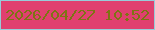 文字の大きさ：2、枠の色：97ccd9、背景の色：e0406f、文字の色：7d7414 無料ブログパーツのブログ時計