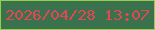 文字の大きさ：3、枠の色：97cd4a、背景の色：3a724e、文字の色：e44753 無料ブログパーツのブログ時計