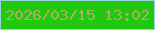 文字の大きさ：3、枠の色：97d4dc、背景の色：20c90d、文字の色：afad6a 無料ブログパーツのブログ時計