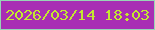文字の大きさ：5、枠の色：97d5b6、背景の色：a82eb4、文字の色：c3e830 無料ブログパーツのブログ時計