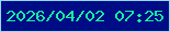 文字の大きさ：4、枠の色：97d7ee、背景の色：000c86、文字の色：15f39f 無料ブログパーツのブログ時計