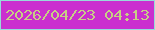 文字の大きさ：4、枠の色：97dada、背景の色：ca2fcf、文字の色：c7cf85 無料ブログパーツのブログ時計