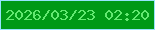 文字の大きさ：5、枠の色：97e4fc、背景の色：009916、文字の色：63e971 無料ブログパーツのブログ時計