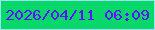 文字の大きさ：4、枠の色：97e5f6、背景の色：08d769、文字の色：5c12fe 無料ブログパーツのブログ時計