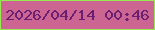 文字の大きさ：5、枠の色：97ea52、背景の色：cc6592、文字の色：6a1f73 無料ブログパーツのブログ時計